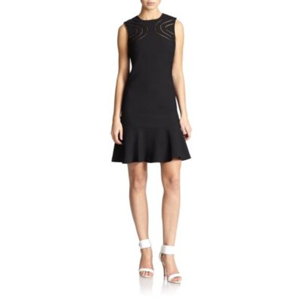Diane Von Furstenberg Women's Maureen Peplum Black Sleeveless Sheath Dress Sz 6